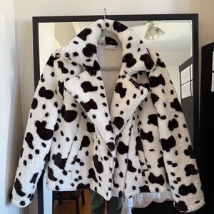 Stylish Black and White Faux Fur Jacket